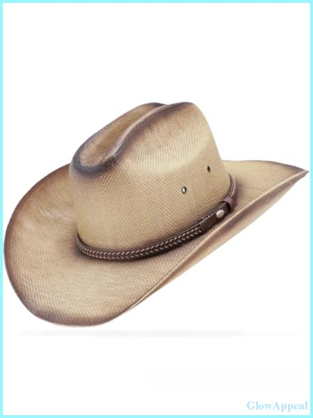 Straw Cowboy Hat unisex Cattleman Crease 4.1" Wide Brim Western